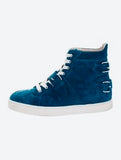 Christian Louboutin Blue Suede Buckle Sneakers Sz 45.5