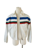 Gucci White Tri Color Striped Denim Jacket Sz 46