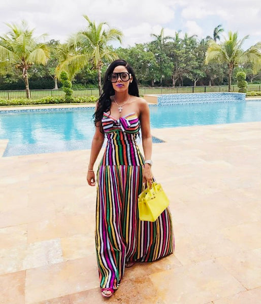 Caroline Constas Striped Multicolored Maxi Dress Sz Sm Wopsters