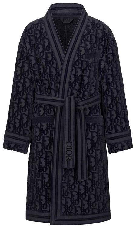 Christian Dior Oblique Logo Navy Long Robe