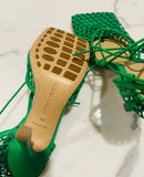 Bottega Veneta Stretch Leather Green Pumps Sandals Sz 38