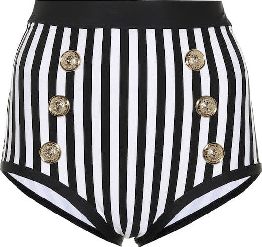 Balmain Striped Bikini Shorts SZ 36