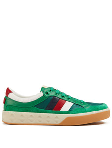 Gucci Green Nylon and Suede Sneakers  Sz 12.5