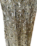 Designer Gold Sequin Beaded Dress Gown Sz Small