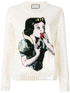 Gucci Sequin Snow White Knit Sweater Sz XS