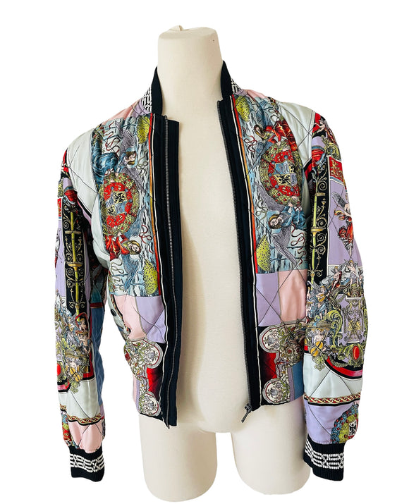 Versace Archive Angels Quilted Silk Jacket Sz XLarge