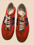 Gucci Red Nylon and Suede Sneakers Sz 12