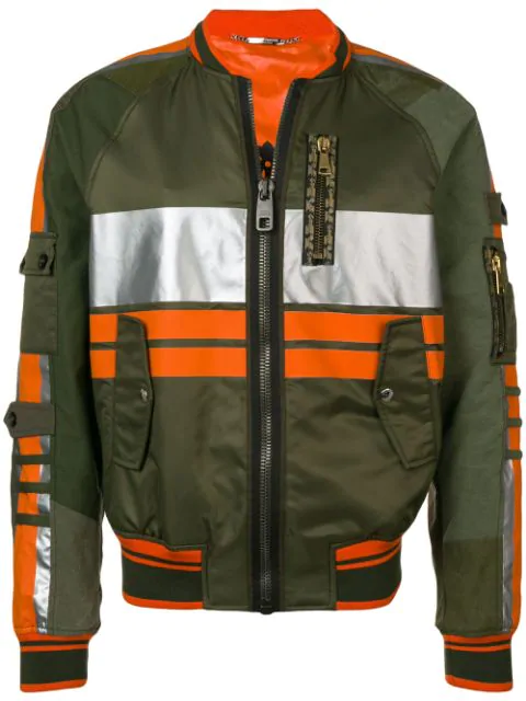 Dolce & Gabbana Striped Block Reflective Bomber Jacket Sz