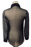 Aryn K Gold/Black Sequin Sheer Shirt Sz XS