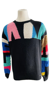 Chanel Cashmere Logo Multicolored Sweater Sz 50