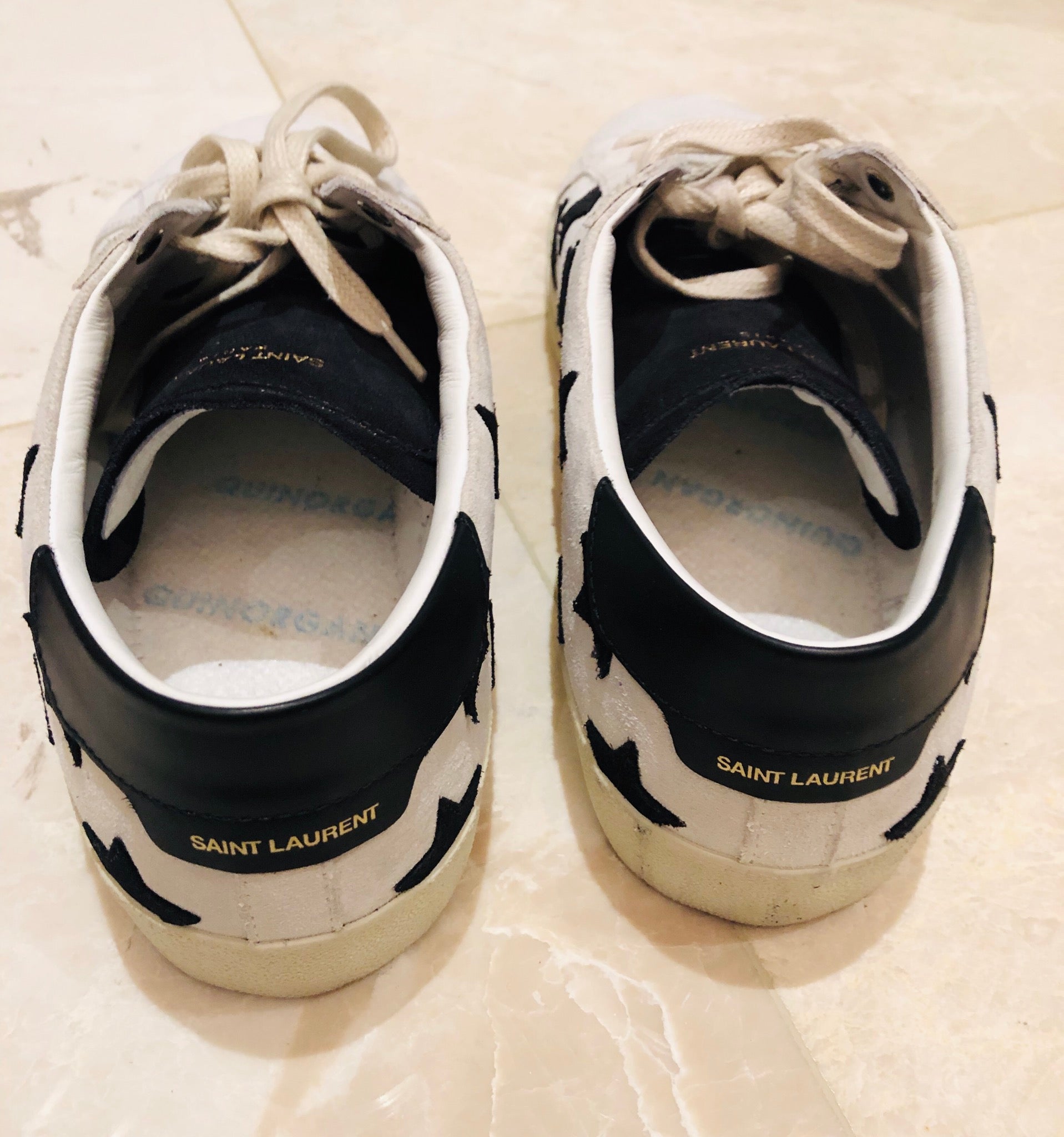 Saint Laurent Star Embroidered Leather Sneakers Sz 46 – Wopsters 
