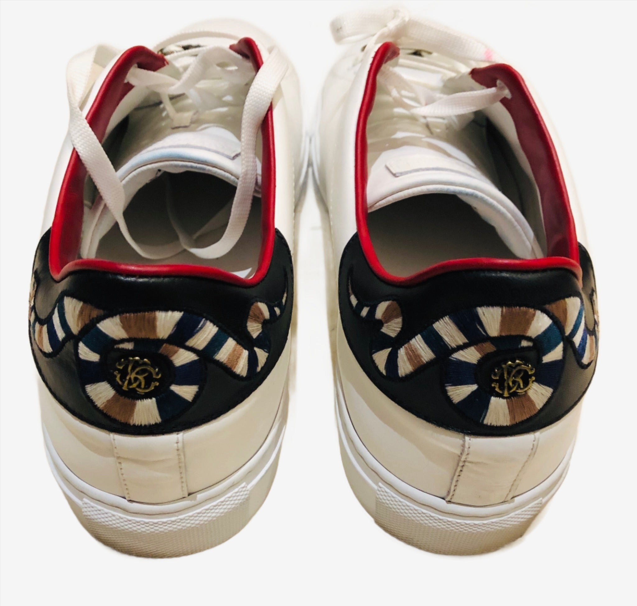 Roberto Cavalli Low White Snake Sneakers Sz 44/11 – Wopsters