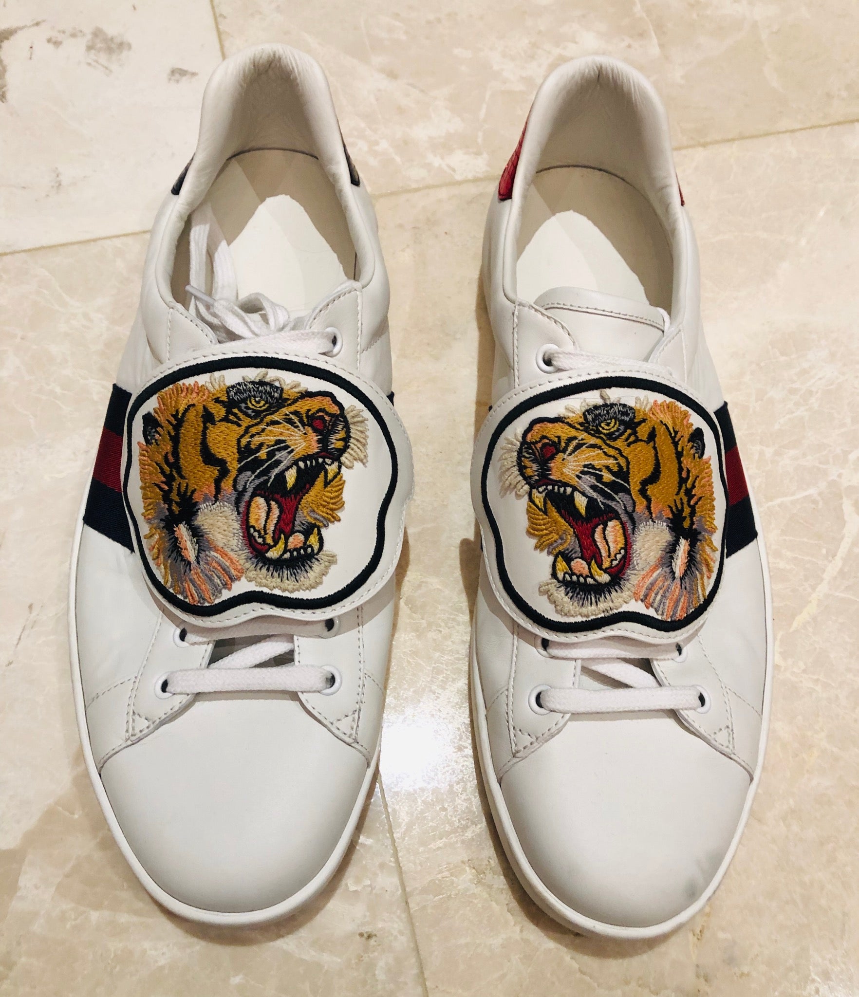 Gucci Ace Tiger Patch Sneakers Sz 12 Wopsters Closet