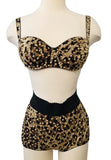 Dolce and Gabbana Satin Leopard Bra & Shorts Set SZ SM