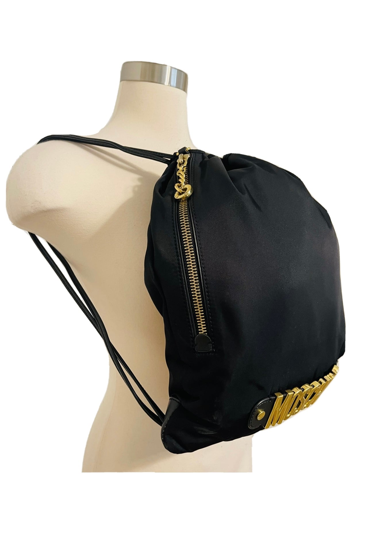 Moschino Black and Gold Nylon Backpack MOSCHINO Nylon Backpack Bag Black-US main image 2