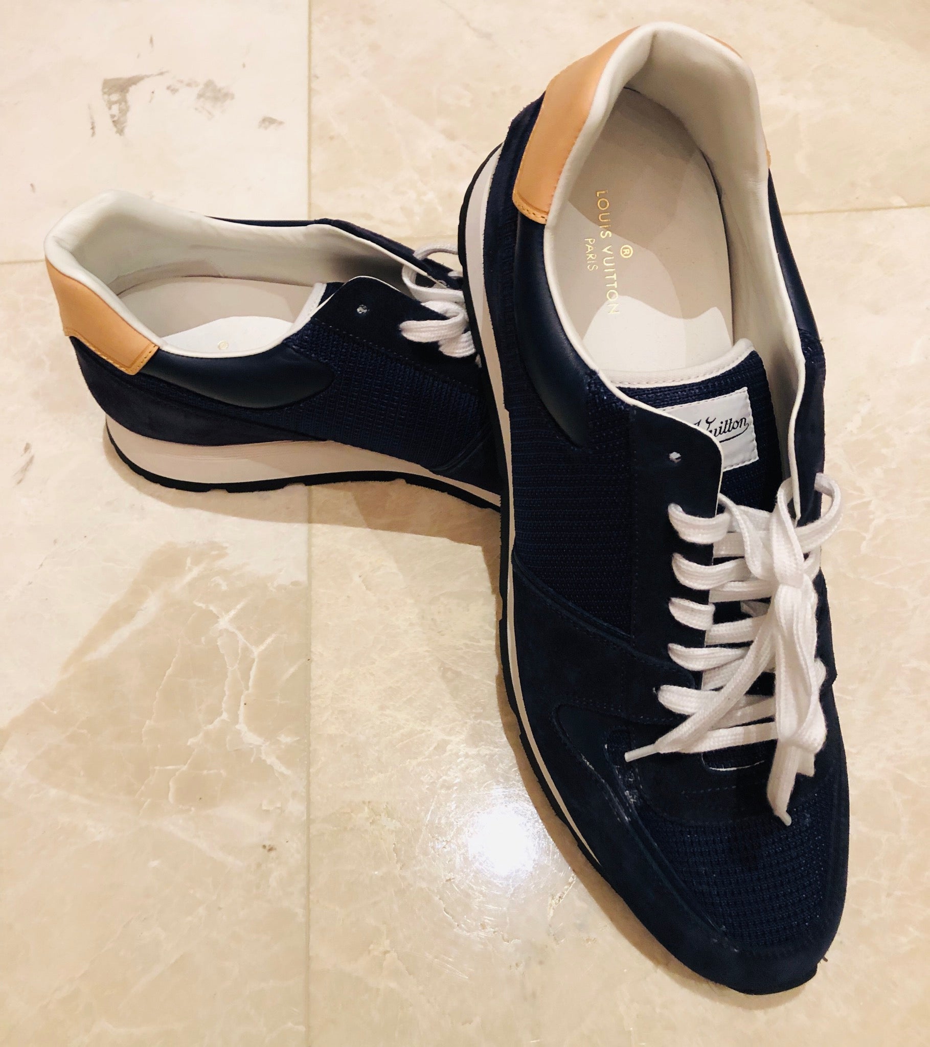 Louis Vuitton Mesh Suede Blue Sneakers Sz 12