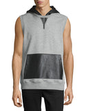 Daniel Won Gray Leather /Cotton Hooded Sweatshirt Sz L