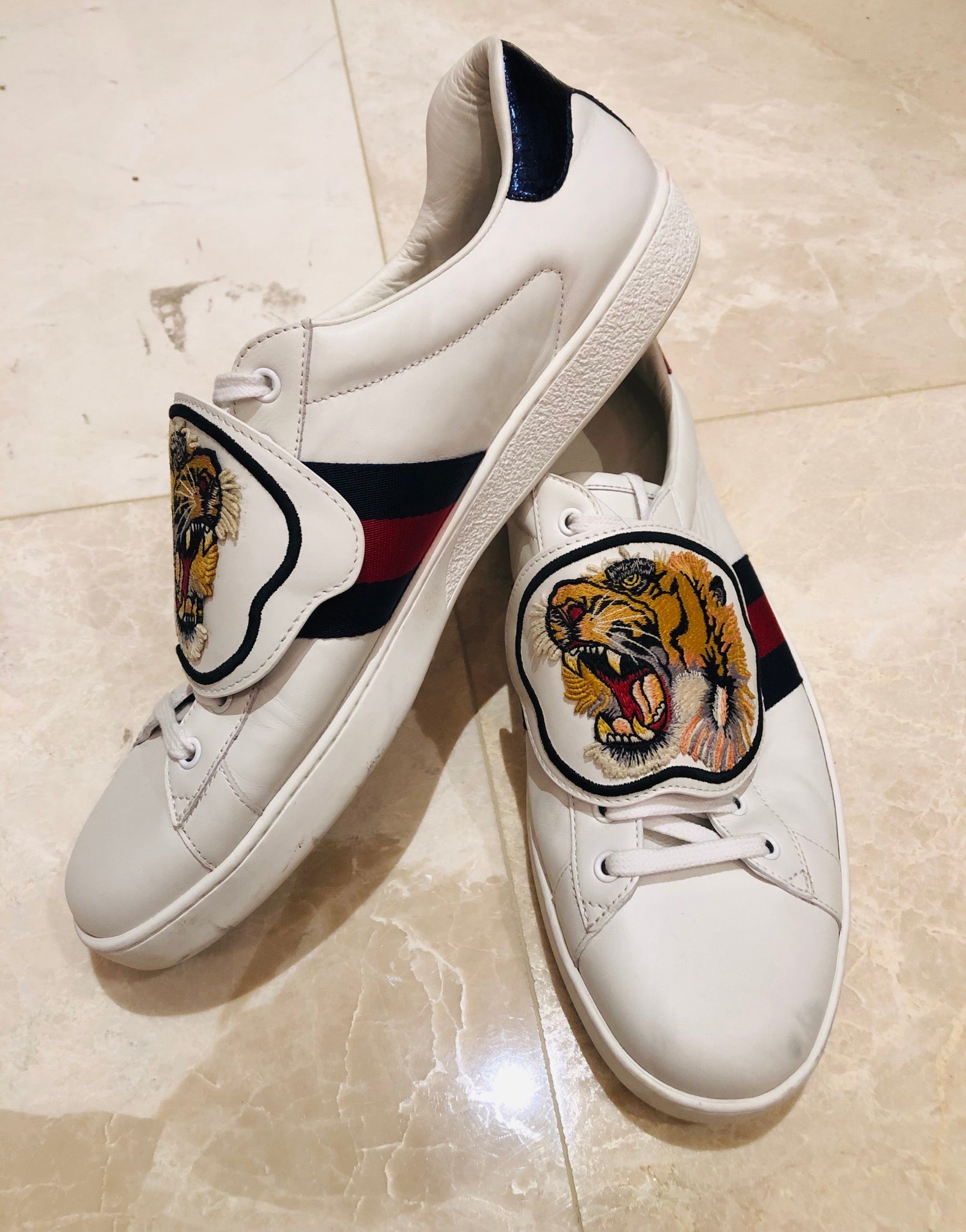 Gucci Ace Tiger Patch Sneakers Sz 12 Wopsters Closet