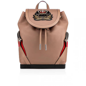 Christian Louboutin Explorafunk Studded Taupe Leather Backpack