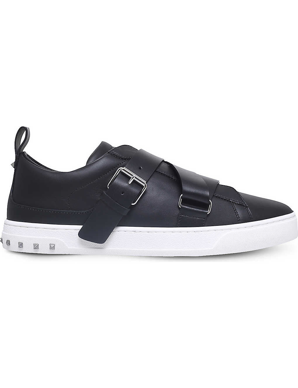 Valentino V Punk Black Leather Strap Sneakers Sz 45 Wopsters Closet